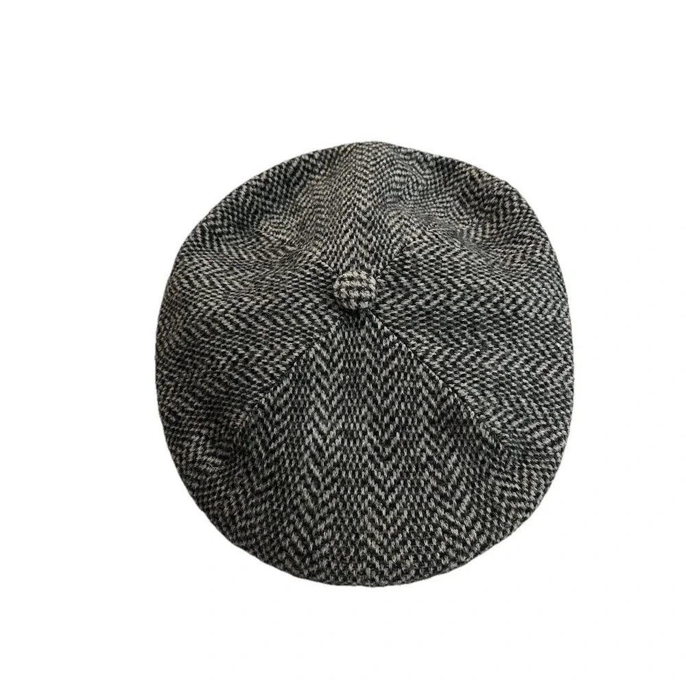 Kangol Heritage Gray Wool Herringbone Beret Newsboy Hat Size Large